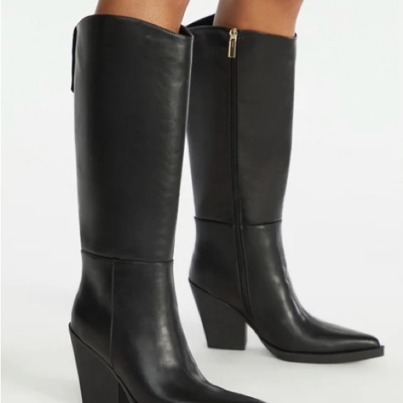 Shoe Dazzle Shoes - Western Black Heeled Boots